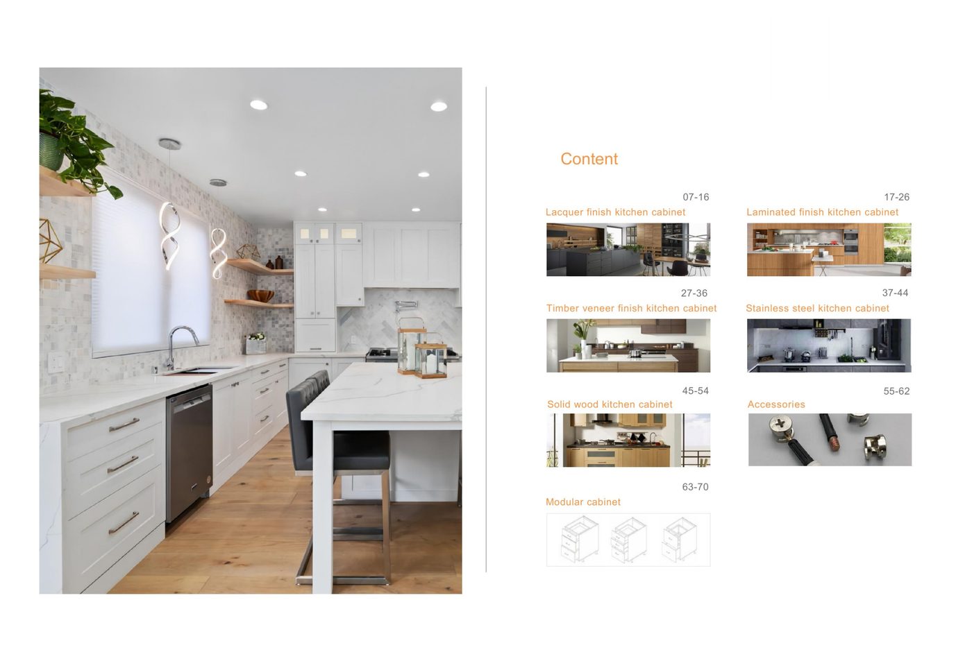Kitchen cabinet options from Gam Sourcing catalogue