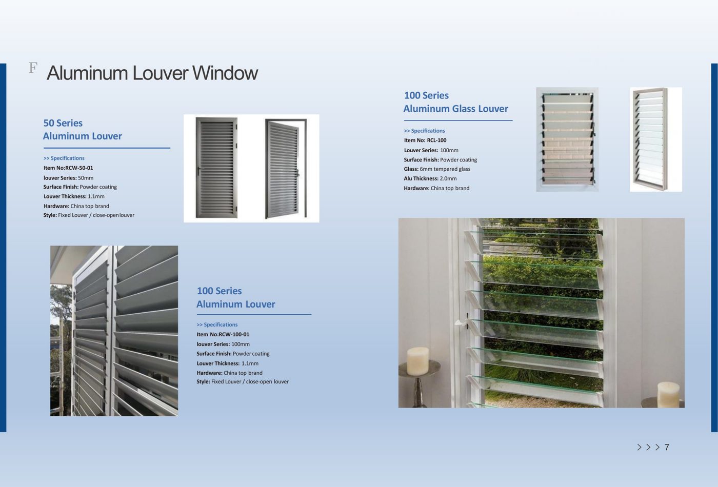 Aluminum window options from the catalogue